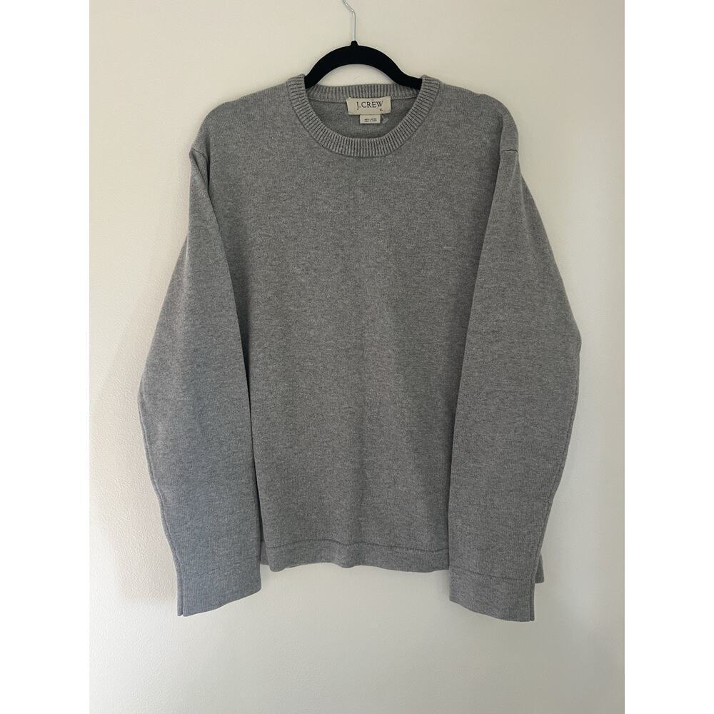 Vintage J. Crew Men’s Size Xl Gray 100% Cotton Knit Crewneck Sweater Pullover - Picture 2 of 7
